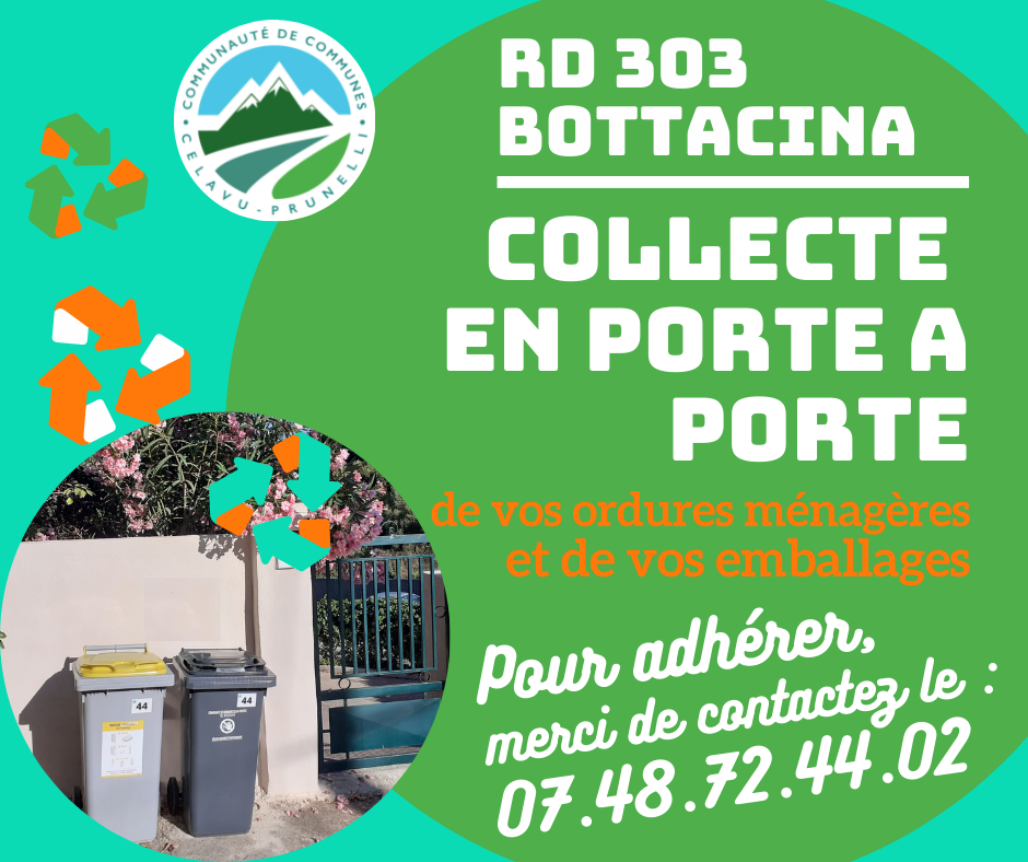 Lancement du dispositif de collecte en porte à porte des ordures ménagères et des emballages à BASTELICACCIA – ROUTE DE BOTTACINA / RD 303