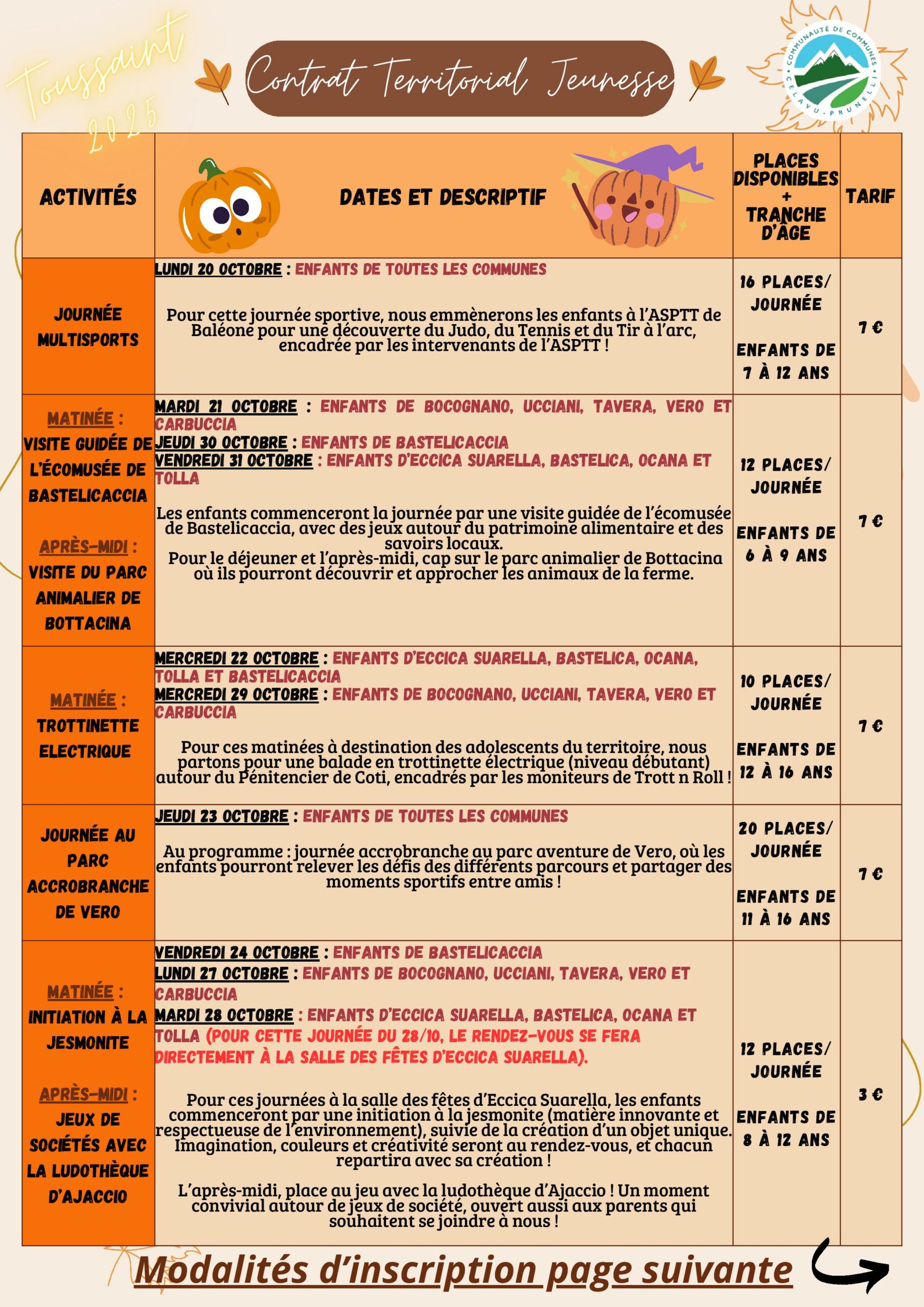 CTJ – Le programme des vacances de la Toussaint 2025 est disponible !